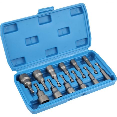 FLAMMKRAFT-Douilles en PRV chromé pour têtes de perceuse 1/4" - Adaptées aux pièces de perceuse et aux douilles de tournevis pneumatiques - Lot de 12 (1/5)