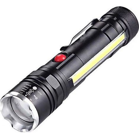 lampe De Poche Zoom T6 Pour L'extrieur, Rechargeable Par Usb, Lampe De Travail Longue Distance Avec Pince Aimante (1/3)