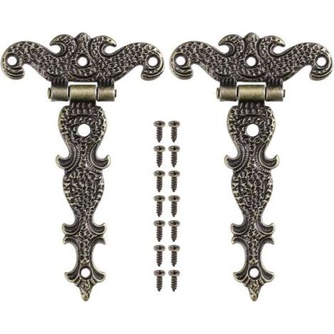 Lot de 2 charnières décoratives en alliage de zinc et en forme de T pour porte de placard (1/5)