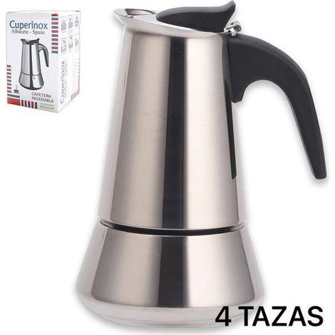 4 tazas cafetera acero inox express para induccion cuperinox