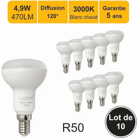 Lot De 10 Ampoules Led E14 R50 4,9w (Équiv. 40w) 470lm 3000k (1/2)