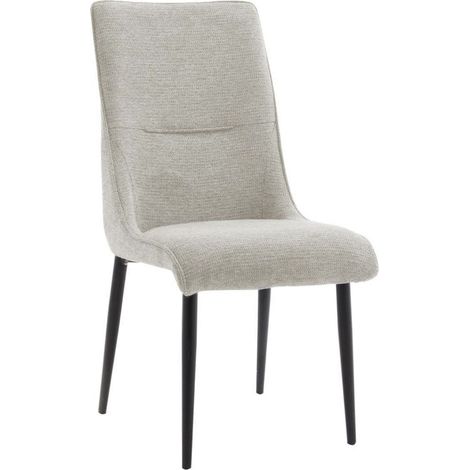 Home Heavenly® - Pack 4 sillas tapizadas anti-manchas MICHELLE, con ribete a contraste, patas metal negro, 93x45x63 cm.  Color : Beige (1/5)