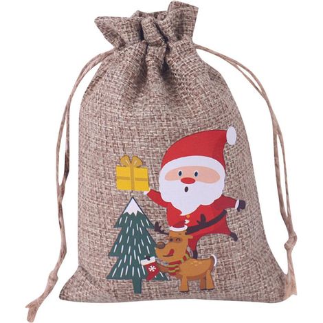 10 Sacs Cadeaux en Lin de Noël pour Bijoux Chocolats, Idéal Décoration Fête Enfants (1/5)