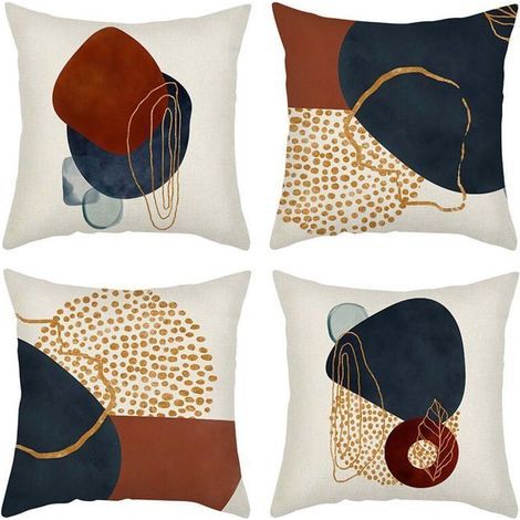 Kissenbezug 45x45 cm, 4er-Set Sofakissenbezüge, Dekokissen mit geometrischem Muster (1/5)