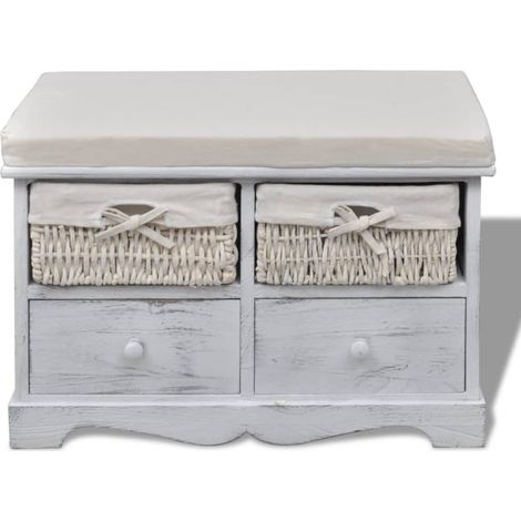 Maison Exclusive - Sitzbank mit Stauraum Weiß 62×33×42 cm Paulown