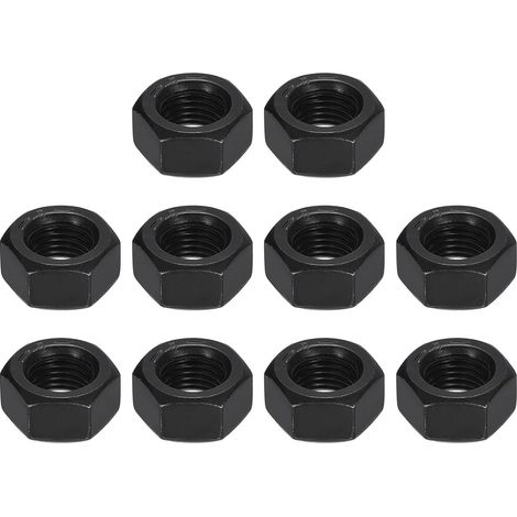 7/16-20 Hex Écrous, Carbone Acier Grade 8.8 Noir Oxydé hex Écrou pour Vis Boulon, 10 de Paquet (1/5)