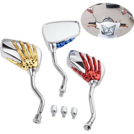 Accessoires de moto placage fantôme main forme moto modification rétroviseur (rouge) (1/3)