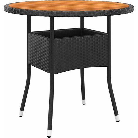 Gartentisch Ø80x75 cm Akazienholz und Poly Rattan Schwarz vidaXL