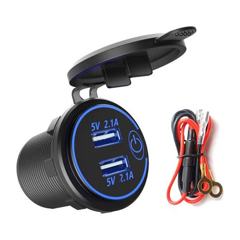 Chargeur de voiture 4,2 A, double port USB, interrupteur tactile, 12 V/24 V (1/5)