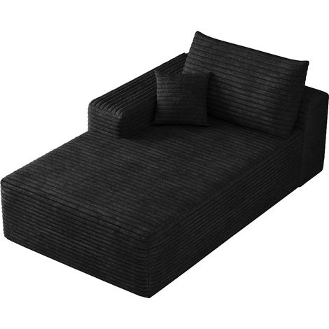 Modulares Sofa mit Chaiselongue, Ohne Montage, Cordstoff, Schwarz (1/5)