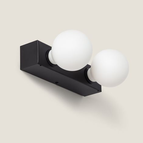 Lampada da Parete Bagno Metallo 2 Faretti Aizkra Nero