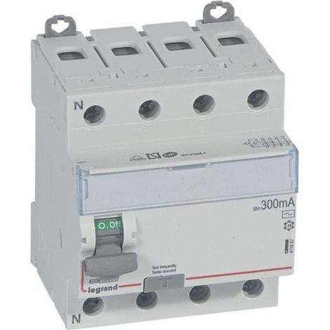 Interrupteur différentiel DX³-ID arrivée haute et départ bas à vis - 4P 400V 80A typeAC 300mA - 4 modules - LEGRAND