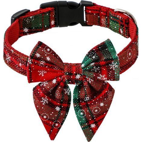 Christmas bow tie for dog red green (1/2)