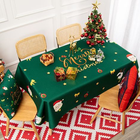 Noël - Nappe de Noël Bowknot 100 140CM (anti éclaboussures), nappe rectangulaire, nappe surdimensionnée imperméable, utilisée pour les réunions de famille (1/5)