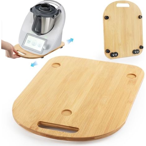 Planche pour Thermomix TM6/TM5, Bois Slider pour Thermomix avec Roulettes, Planche Support avec Poignée pour Thermomix, Plateau Déplacement Rapide et Sûr (1/4)