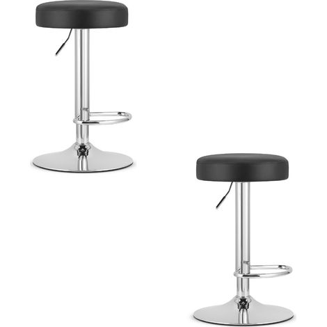 Sgabello ROJST - ecopelle nera / base cromata x 2 (1/5)
