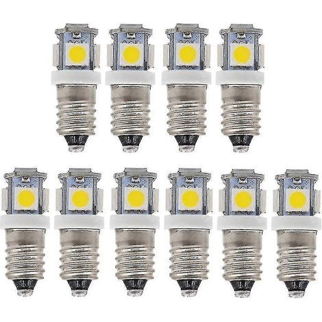 Lot de 10 ampoules LED E10 12V blanc froid (5 SMD, 0,5W, 50lm) (1/5)