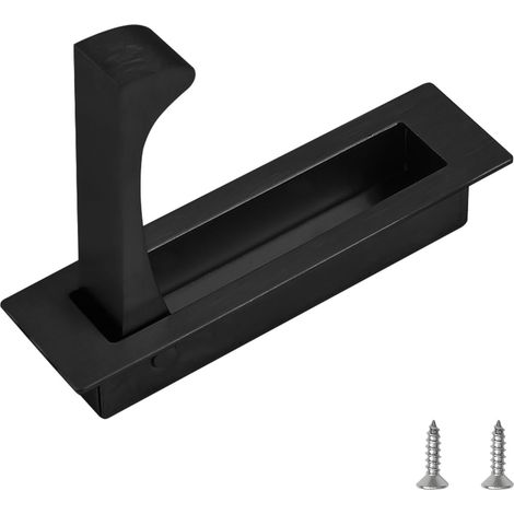 Poignée de tirage encastrée pour porte, poignée de porte de poche en acier inoxydable brossée pour placard (Noir)