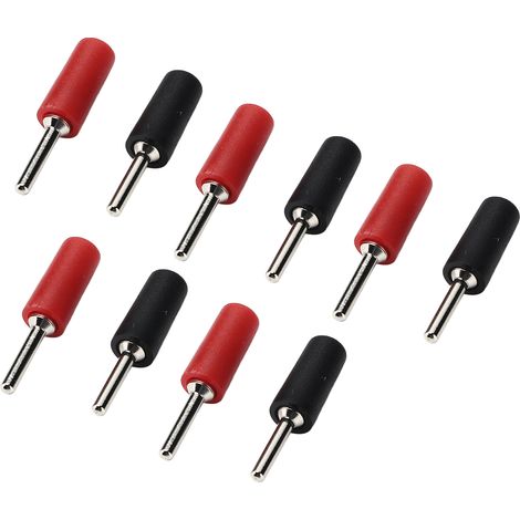 5er-Set Bananenstecker, vernickelte Messingstifte, gerade, für Innenfeder-Panelbuchse J.10001, 2 mm (Rot/Schwarz) (1/5)