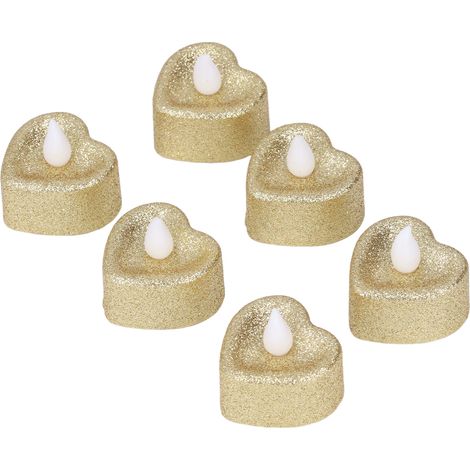 Lot de 6 bougies LED en forme de cœur, écologiques et de haute qualité. (1/5)