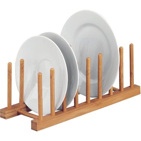 Support Pour Assiettes - Bambou - 34.5 x 12.5 x 13 cm - Pour Cuisine Intérieure - 1 Pièce (1/5)
