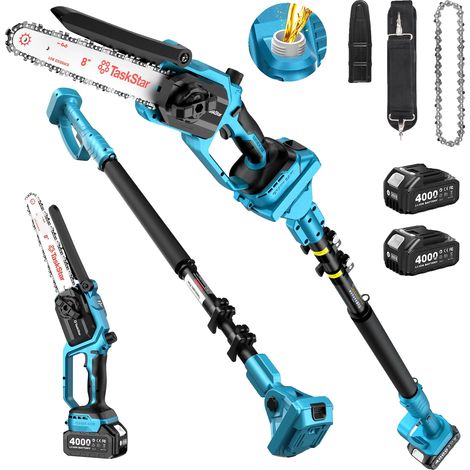 Mini tronçonneuse, perche télescopique, deux batteries rechargeables, Deux batteries de 4,0 Ah (1/2)