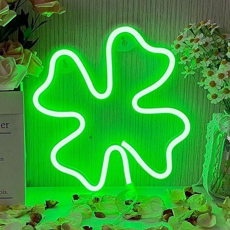 Trifoglio Insegne al Neon,Trifoglio Segno al Neon USB, Funzionamento a Batteria, Verde Neon Luce in Camera Bar Festa di Natale (1/5)