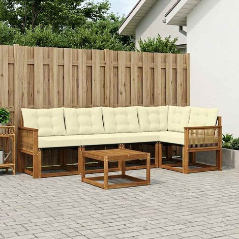 vidaXL Outdoor-Sofagarnitur mit Kissen 6 pcs Natur und Creme (1/5)