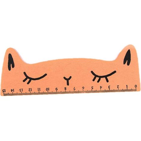 Règle en bois de 15 cm (5,91 pouces) avec un adorable chat, outil de mesure droit et décoratif, idéal pour l'école, le bureau et comme cadeau promotionnel. (1/4)