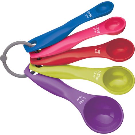 Colourworks 5 Cucharas para Medir Alimentos, Plástico Duradero, Resistente a las Manchas y Apto para Lavavajillas, Multicolor