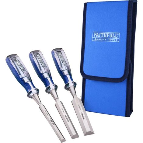 Faithfull FAIWCSET3 3 Piece Chisel Set in Wallet 13mm 19mm 25mm XMS26CHISEL3