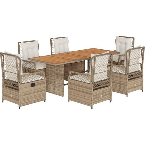 Ensemble à manger de jardin et coussins 7 pcs beige poly rotin vidaXL (1/5)