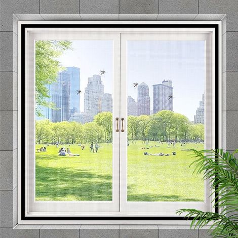 Moustiquaire pour fenêtre, 1 pièce, 110 x 120 cm, toile anti-insectes avec fixation Velcro, installation pratique et protection contre les insectes, pour fenêtres de la maison (1/3)