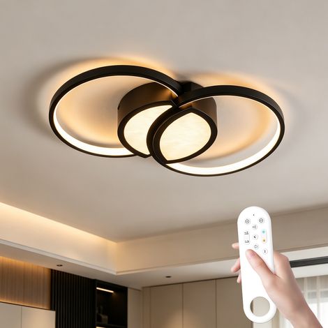 Plafonnier LED avec télécommande et dimmable moderne blanc rond - 35W 54cm 3000K à 6500K veilleuse- Pour salon chambre salle à manger (1/5)