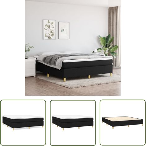 The Living Store Sommier à lattes de lit avec matelas Noir 180x200 cm Tissu - Lit Double - Literie - Matelas À Ressorts Ensachés - Support Moyen Dur - Cadre De Lit (1/5)
