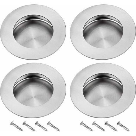 Green Mobility-Poignee Porte Coulissante Encastrées en Acier 304 Inoxydable Poignées Rondes à Rainures Invisibles pour Porte Coulissante Armoire Extrait Tiroir 4PCS avec 8 Vis (1/5)