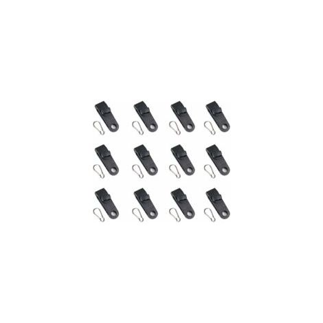 Clips pour bâche de tente, 12 clips multi-usages (noirs), clips de tension pour bâche avec œillets - Crezuo (1/4)