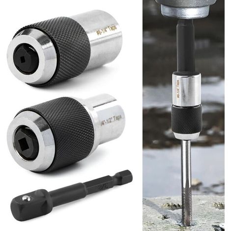 Jeu de 2 douilles de robinet avec 1 adaptateur de douille de 0,95 cm, outil d'extraction de robinet réglable, pour robinets, alésoirs et extracteurs de vis (1/4)