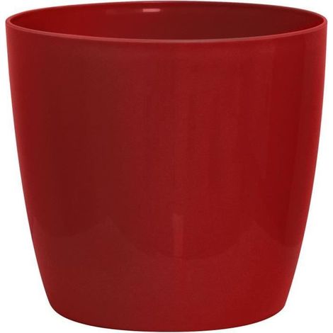Maceta brillante - GARDEN ID - Shiny Rouge con ruedas - 30 x 27 cm - Aspecto cerámica - Resistente al agua - Movilidad sencilla (1/2)