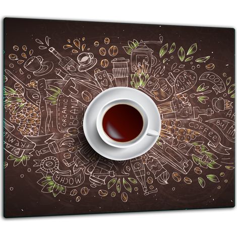 PLAQUE DE PROTECTION EN VERRE POUR CUISINIÈRE 60x52 CAFÉ (1/5)