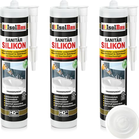 IsolBau Sanitary Silicone Transparent Sanitär Silikon 3 x 300ml (1/5)