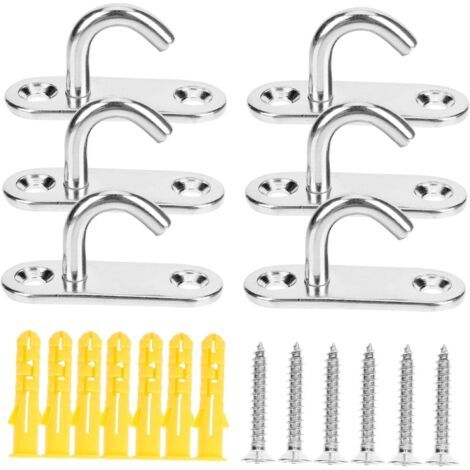 6 Stück Set Edelstahl Deckenhaken U Offene Aufhängeösen Robust und Kompakt für Pflanze Hängematte Boot und Wandhalterung (1/5)