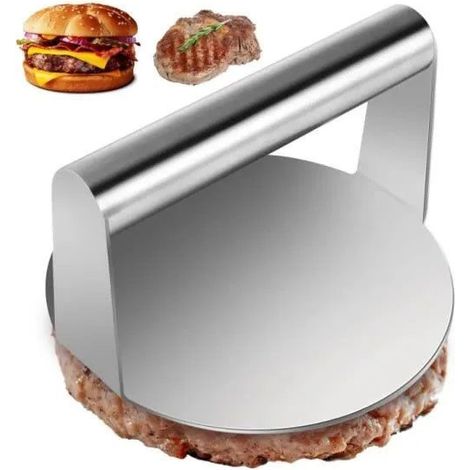 Presse-burger en acier inoxydable, presse-steak haché rond, moule de 14 cm, revêtement antiadhésif, facile à utiliser