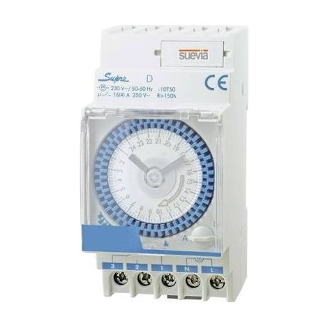 Suevia Temporizzatore per guida DIN Tensione di funzionamento: 230 V/AC Supra D 1 scambio 16 A 250 V/AC Programma giorn (1/2)
