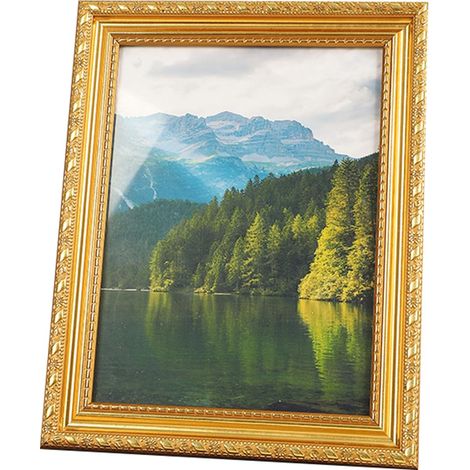 Cadre photo A4 doré - Cadre photo baroque de style vintage - 33,5 x 24,5 cm en plastique avec verre - Pour mur ou table - Décoratif classique pour la maison ou le bureau (1/5)