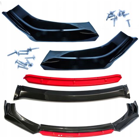 Lame de pare-chocs sport universelle, rouge brillant + insert