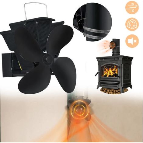 Accesorios para chimeneas y estufas Ventilador para chimenea montado en la pared Ventilador accionado por calor con 6 aspas Ventilador sin energía Ventilador para estufa (1/5)