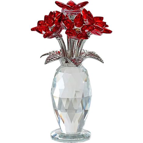 Fleur en cristal rouge décoration romantique bureau chambre nuptiale centre de table intérieur verre collection élégante (1/5)