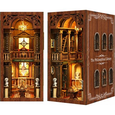 Serre-livres en bois à monter soi-même, maquette de cabane, serre-livres 3D stéréoscopiques, classiques philosophiques (1/5)