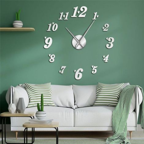 Horloge Murale - Cœur 47 Pouces - Miroir Acrylique 2 mm - Mouvement Silencieux - Sans Aiguille Des Secondes - 1 Pièce (1/2)